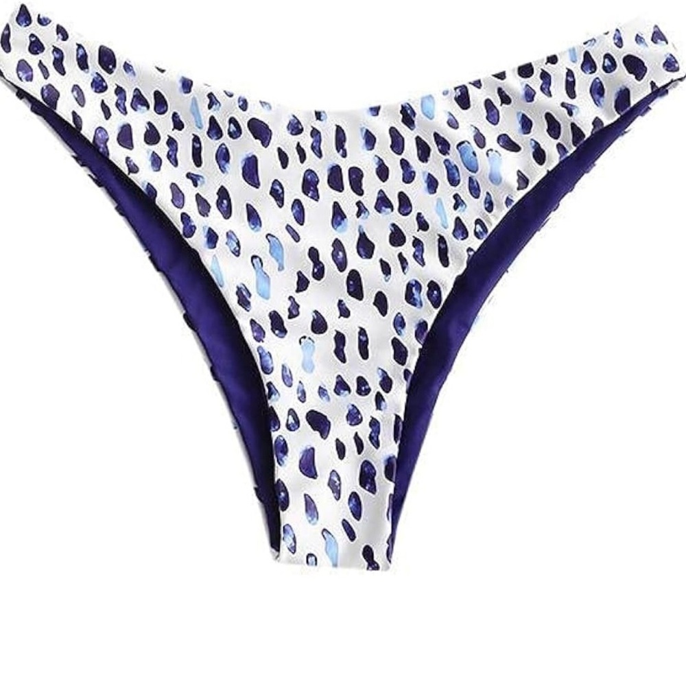 ZAFUL Women's Leopard Bikini bottoms Animal Print High Cut cheeky size Large